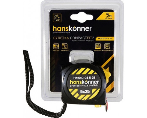 Рулетка HANSKONNER HK2010-04-5-25 с мощным магнитом