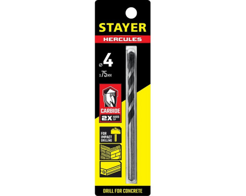 Сверло по бетону STAYER PROFESSIONAL ударное, 4x75мм 2915-075-04