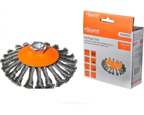 Щетка для УШМ Sturm 5 240 402 м14, d125мм,витая.стальная проволока 5240402