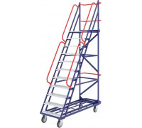 Лестница сварная передвижная Rusklad ЛС 10 160 (670х1854х2930мм) 10 ступеней, с колесами 160 мм