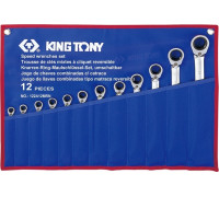 Набор комбинированных ключей KING TONY 122A12MRN трещоточных 8-24 мм, чехол из теторона, 12 пр.