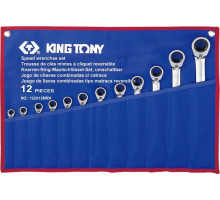 Набор комбинированных ключей KING TONY 122A12MRN трещоточных 8-24 мм, чехол из теторона, 12 пр.