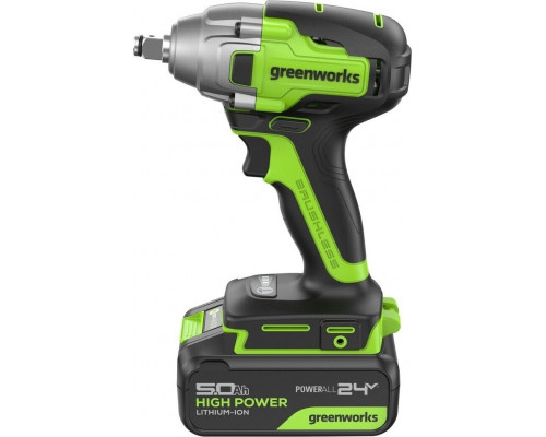 Гайковерт аккумуляторный GREENWORKS GD24IW400 ударный, 24V, АКБ 5Ач и ЗУ 3802907CUG