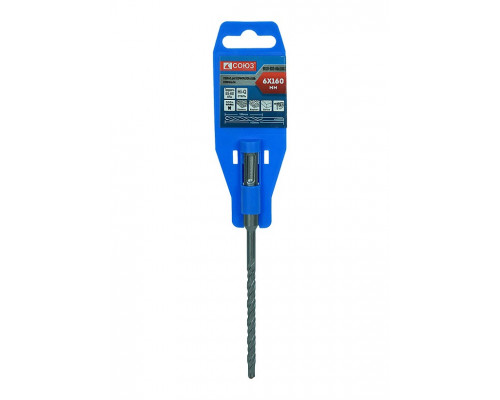 Бур SDS-plus СОЮЗ 6x160 мм с твердосплавной напайкой, спираль s4 9019-SDS-06x160C