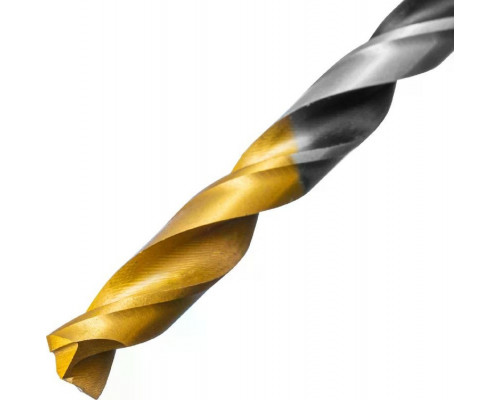 Сверло по металлу Denzel Р6М5, Golden Tip спиральное 6x93мм, многогранная заточка 718278