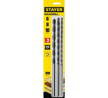 Набор сверл по дереву STAYER Maxdrill 3 шт., 6-8-10х300 мм, спиральных 2943-300-H3_z01