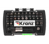 Набор бит Kranz KR-92-0464 с магнитным держателем, пластиковый кейс, 32 шт.