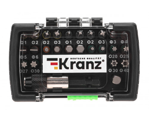 Набор бит Kranz KR-92-0464 с магнитным держателем, пластиковый кейс, 32 шт.
