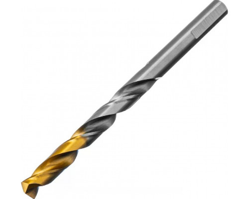 Сверло по металлу Denzel Р6М5, Golden Tip спиральное 8x117мм 718239