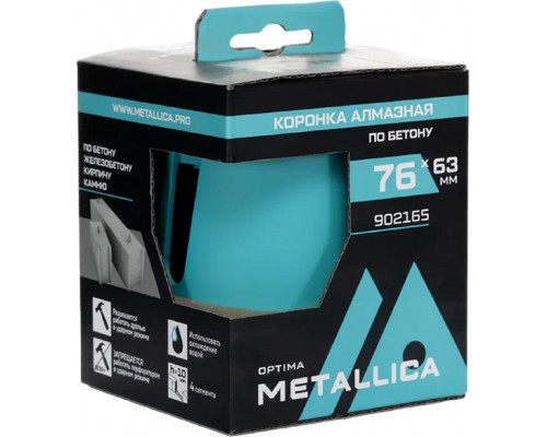 Коронка буровая SDS-plus METALLICA Optima 76x63 мм М16, алмазная, сегментная, по бетону 902165