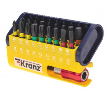 Набор бит Kranz KR-92-0465 с магнитным держателем, пластиковый кейс, 19 шт.