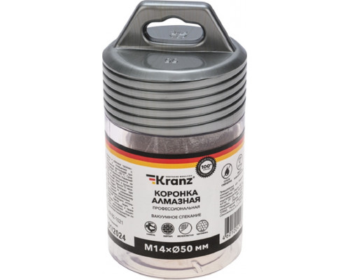 Алмазная коронка для сухого сверления Kranz KR-92-1021 по керамограниту и железобетону М14, 50мм