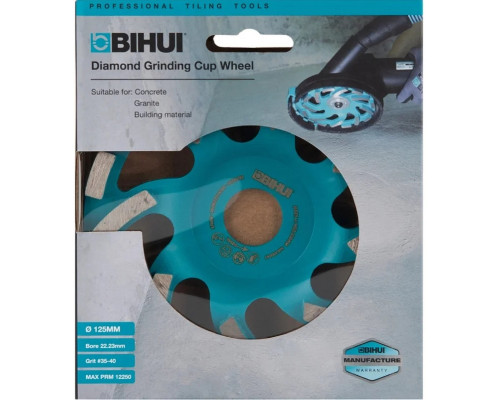 Алмазная чашка BIHUI 125 х 22.2мм FAN DCWF5