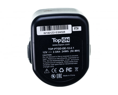 Аккумулятор TopON для DeWalt DC12В, 2.0Ah (Ni-Mh) TOP-PTGD-DE-12-2.1