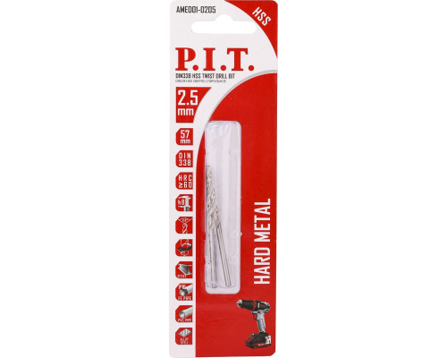 Сверло по металлу P.I.T. AMED01-0205 2,5x57мм