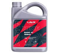 Масло для мотоциклов LAVR MOTO RIDE BASIC 4T 10W40 SL, 4 л Ln7750