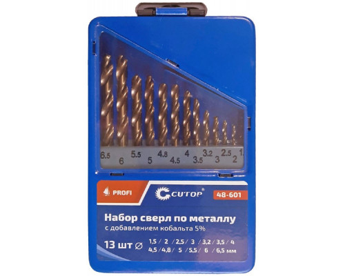 Набор сверл по металлу Cutop Profi с кобальтом 5%, 13 шт 48-601