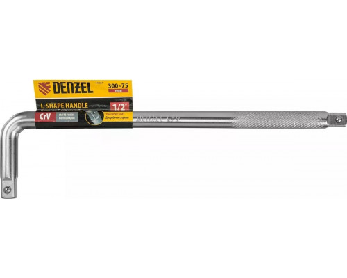 Вороток Denzel 14064 Г-образный 300х75 мм, квадрат 1/2", CrV, матовый