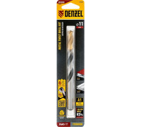 Сверло по металлу DENZEL Р6М5, Golden Tip спиральное 11x142мм, многогранная заточка 718286