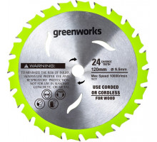Пильный диск по дереву GREENWORKS 120х9,5 мм, 24T 2952507