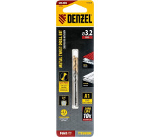 Сверло по металлу Denzel Р6М5, Golden Tip спиральное 3,2x65мм, 2шт 718226