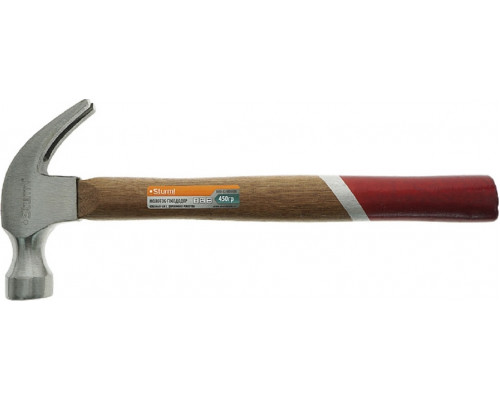 Молоток Sturm 1010-82-WD0450 гвоздодер, деревянная рукоятка, 450гр.