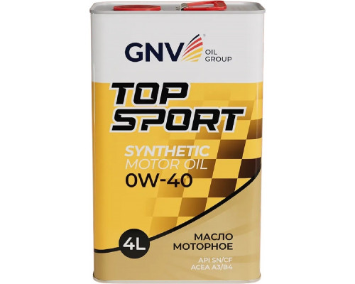 Масло моторное GNV Top Sport 0W40 4 л (металл. канистра) GTS1021802010010040004