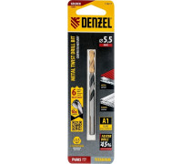 Сверло по металлу Denzel Р6М5, Golden Tip спиральное 5,5x93мм, многогранная заточка 718277