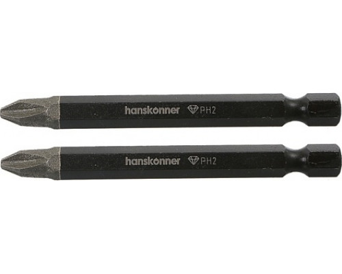 Бита для заворачивания HANSKONNER HKPH2-75-2 ph2x75мм, сталь s2, diamond powder