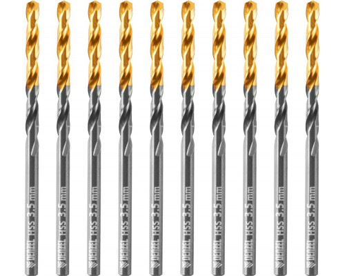 Сверло по металлу Denzel HSS-Tin, Golden Tip 3,5 мм, 10 шт 717207