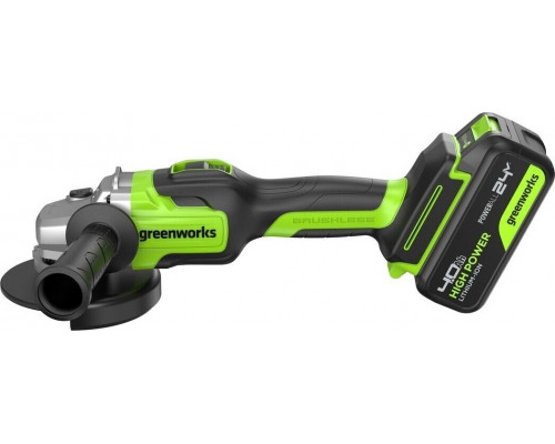 Угловая шлифмашина аккумуляторная GREENWORKS GD24AG 24V, АКБ 4Ач и ЗУ 3200207CUB