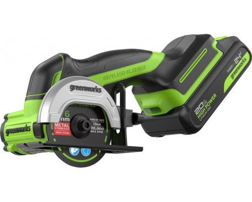 Угловая шлифмашина аккумуляторная GREENWORKS GD24UCS 24V, АКБ 2Ач и ЗУ 3402007CUA