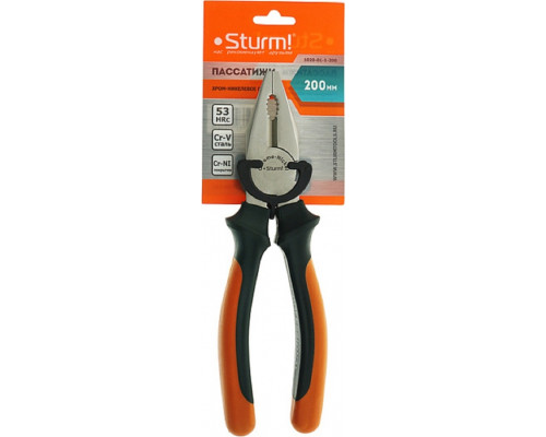 Плоскогубцы Sturm 1020-01-1-200 особо прочные губки, 2-х комп. рукоятки, 200мм