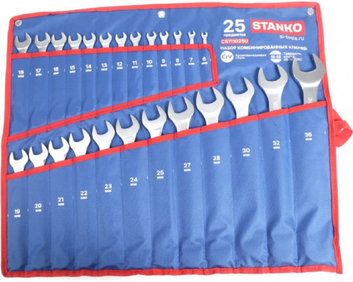 Набор комбинированных ключей STANKO CS111025U, 25 предметов, 6-36 мм