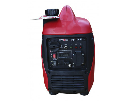 Генератор инверторный FORZA FZ-1400i (1,1-1,2кВт; 230В; Двигатель 4-х тактный, SH60B ; Бензин; Ёмкость бака: 2л; Ёмкость картера: 0,35л; Ручной стартер.; Время работы: 3ч; 59Дб;  Вес: 12кг)