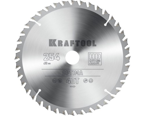 Пильный диск по дереву KRAFTOOL Optima 254х30мм 40т [36951-254-30]