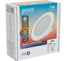 Потолочный светодиодный светильник GAUSS Smart home даунлайт 7w 650lm 2700-4000к 220-240v ip20 105*35м 2030122