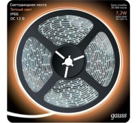 Лента светодиодная GAUSS LED 5050/30-smd 7.2w 12v dc теплый белый ip66 (блистер 311000107