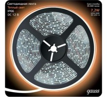 Лента светодиодная GAUSS LED 5050/30-smd 7.2w 12v dc теплый белый ip66 (блистер 311000107
