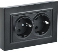 Розетка IEK BRITE РСш12-3 16а 2-м защ. шторки черн. BR-R24-16-K02-F