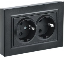 Розетка IEK BRITE РСш12-3 16а 2-м защ. шторки черн. BR-R24-16-K02-F