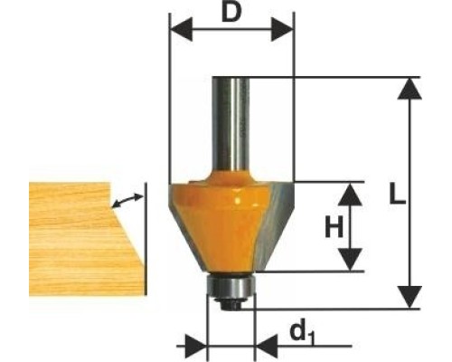 Фреза по дереву ЭНКОР ф44.5х23, 45°, хв. 8мм кромочная конусная [9237]