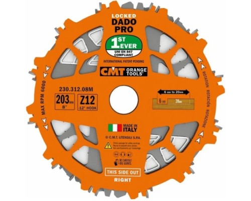 Пильный диск по дереву СМТ 203x30x6-20 z=12 a=12 DADO  [230.312.08M]