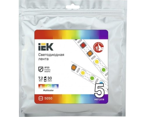 Лента светодиодная IEK LSR-5050RGB30 7,2w 12В IP20 (5 м) [LSR2-3-030-20-3-05]