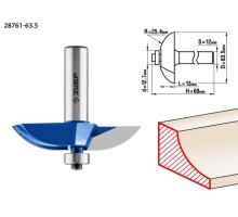 Фреза по дереву ЗУБР ПРОФЕССИОНАЛ 63,5x13мм, радиус 25.4мм, фигирейная №2 [28761-63.5]