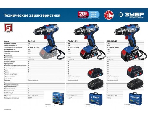 Дрель-шуруповерт аккумуляторная ЗУБР DL-201-42