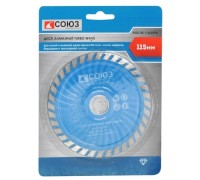 Алмазный диск для резки бетона СОЮЗ 115х22,2 turbo wave 9020-04-115x22TW