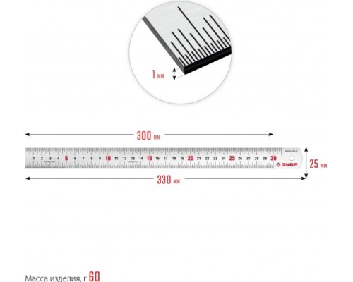 Линейка ЗУБР Про-30Д усиленная нержавеющая 0,30 м [34280-030-Д]