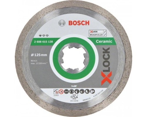 Алмазный диск для резки керамики BOSCH X-LOCK 125х22.2 мм Standard for Ceramic [2608615138]