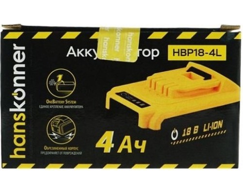 Аккумулятор HANSKONNER HBP18-4L 18 в, 4ач для инструмента серии onebat